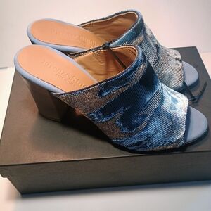 Blue Women's Heeled Mules